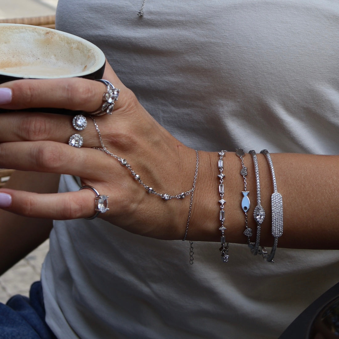 צמיד פלטה קשיח כסף