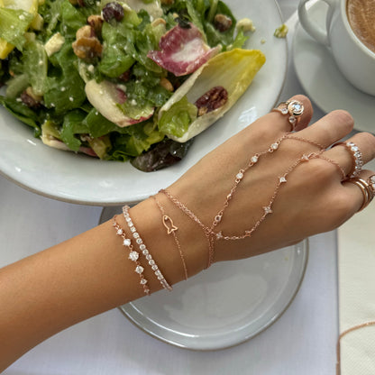 צמיד טבעת כוכבים רוזגולד