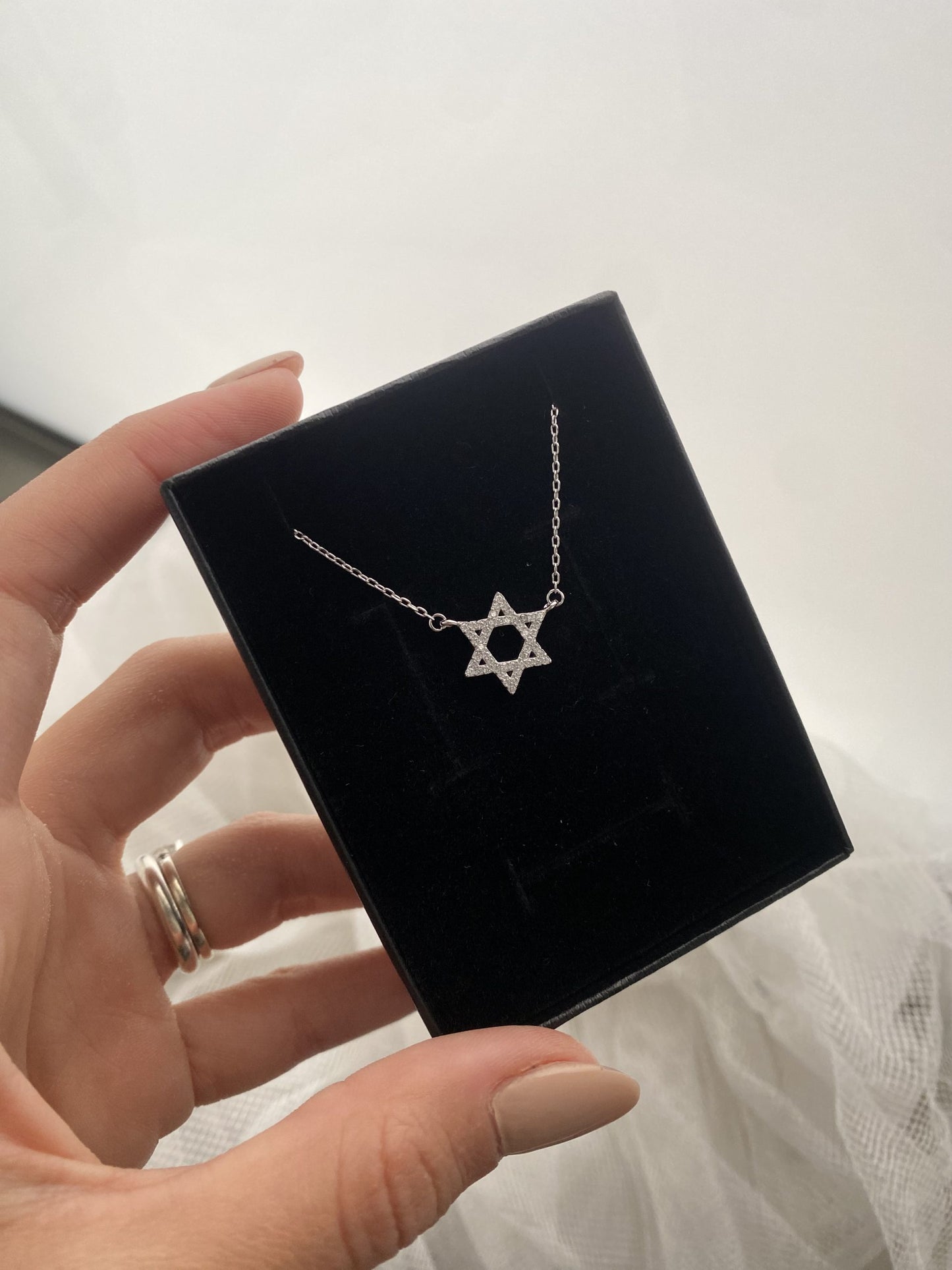 Star of David necklace with inlay