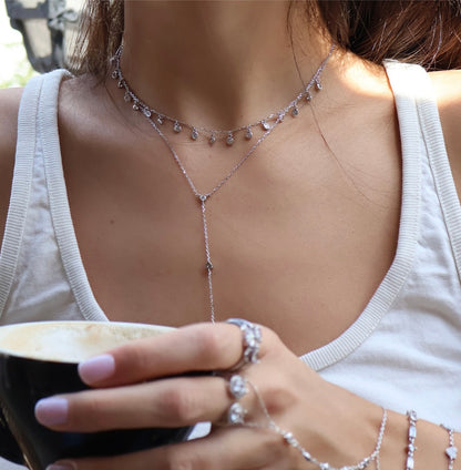 שרשרת קולר זרקונים נופלים