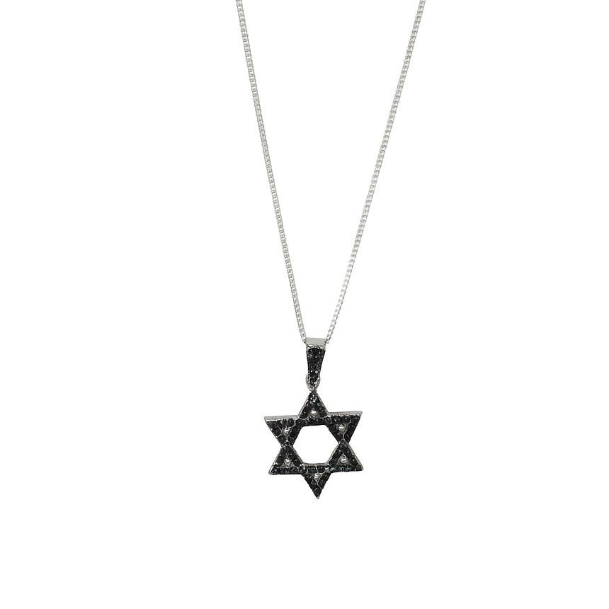 שרשרת מגן דוד שיבוץ שחור