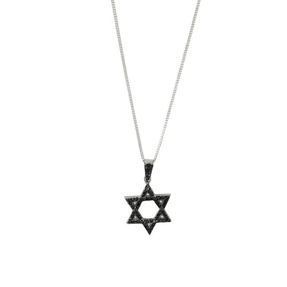 שרשרת מגן דוד שיבוץ שחור