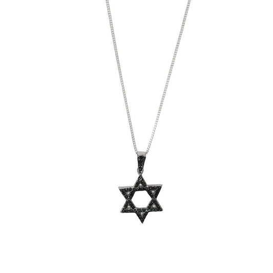 שרשרת מגן דוד שיבוץ שחור